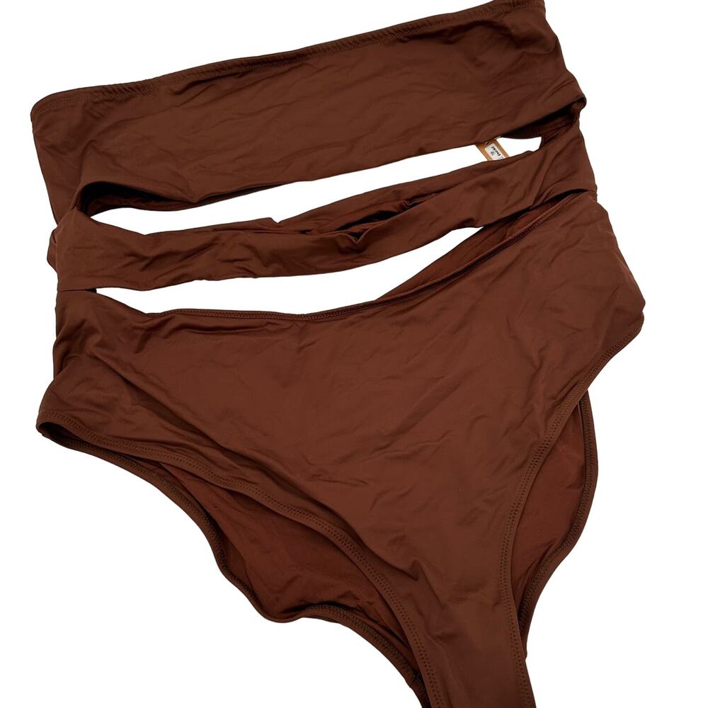 Skims Cocoa Brown Recycled Swim Cut Out Strapless Cut Off Monokini NWT Size 4X